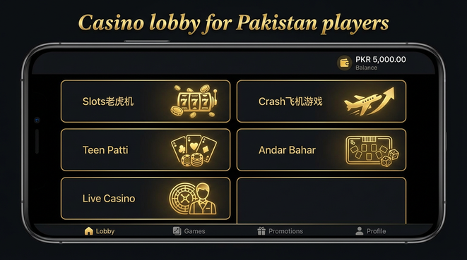 Lobby view of zv777 for Pakistan users